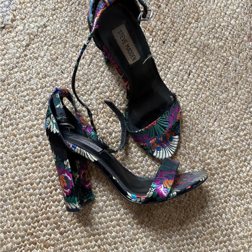 Steve Madden Women's Floral Heels - Black and Multicolor